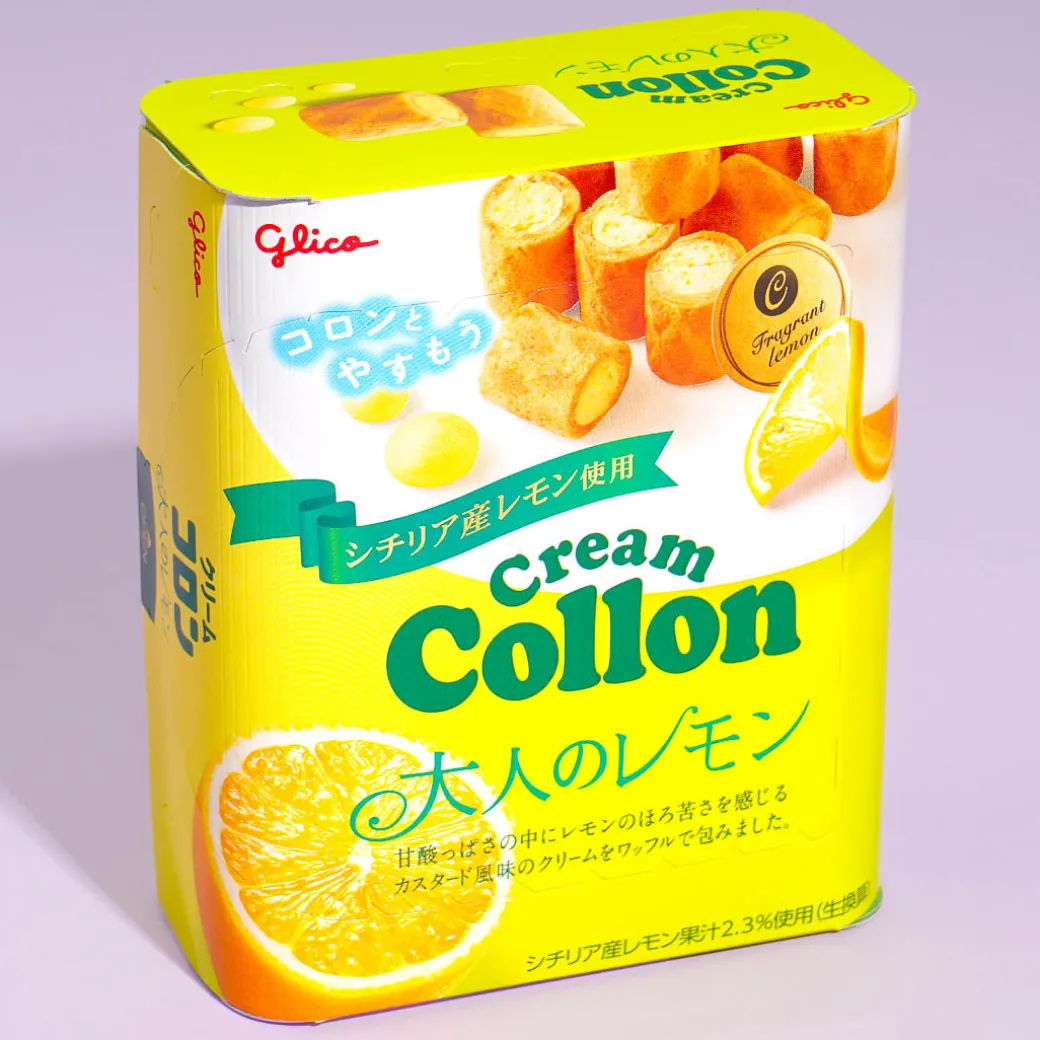 Glico Cream Collon Biscuit Rolls - Lemon