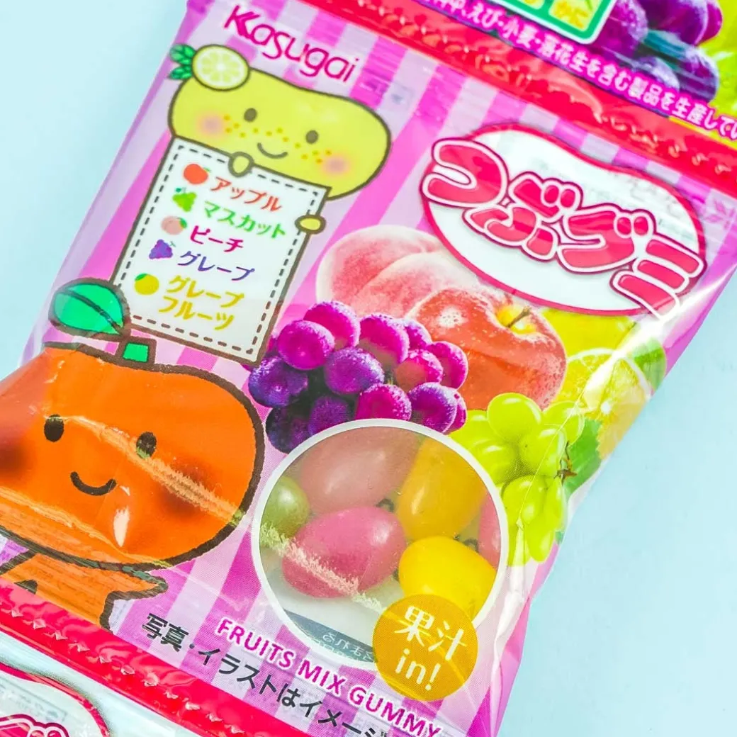 Kasugai Tsubu Fruit Mix Gummy Candy Set - 5 pcs